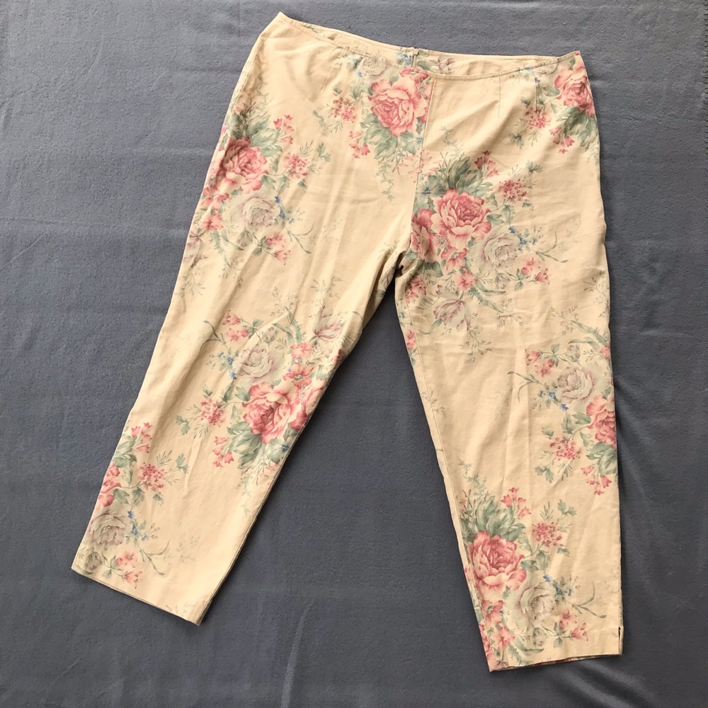 Vintage 90’s Floral Pants Linen Blend Women's 22